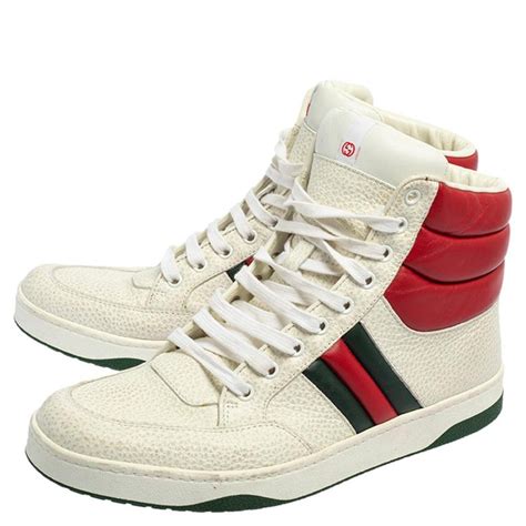 gucci new praga sneakers|Gucci White/Red Leather New Praga Karibu High Top sneakers .